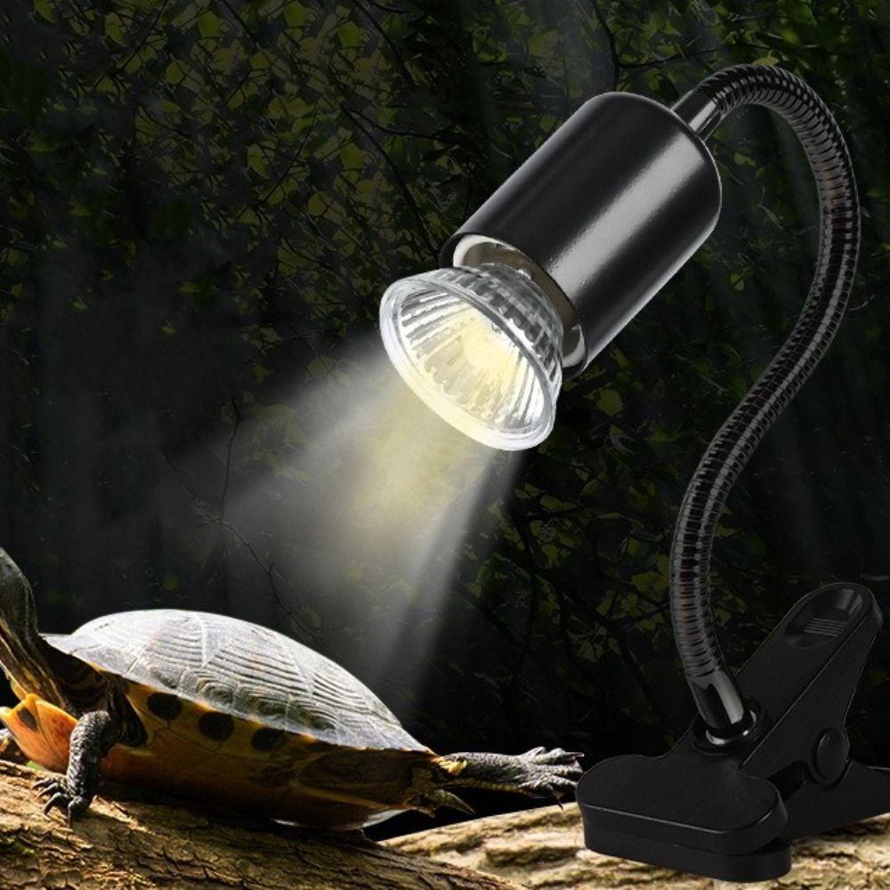 Curved Long Holder Turtle Basking Lamp Clip-on Lamp Holder Pet Heat Bulb  Temperature Controller
