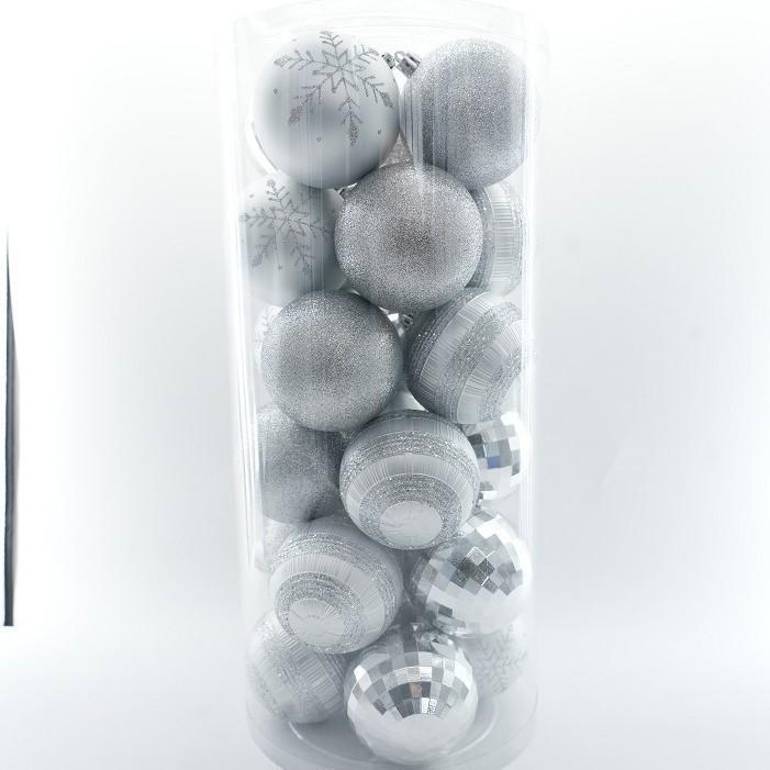 

Christmas Decoration 8cm Plastic Balls Party Hanging Ornaments Classic Bucket Set Electroplated Spheres Holiday Decor 8cm