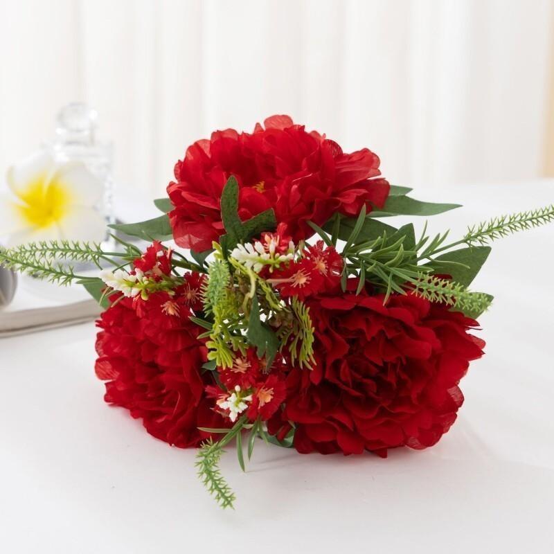 European Style Silk Flower Large Peony Fake Peony Light Luxury Dining Table Living Room Decoration Peony Artificial Flower Decoration Bouquet