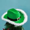 LED Santa Hat Green Cowboy Hat for Christmas Wide Brim Glowing Hat Festive Musical Festival Party Hat Cosplay Headwear