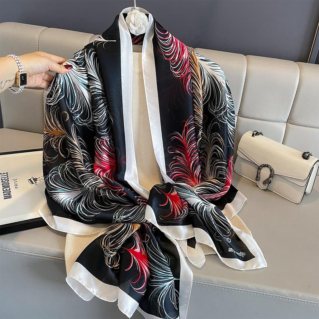 Women 180*90cm Fashion Beautiful Soft Silk Scarves Female Lady Shawl Hijab Wrap Foulard Bandanna Muffler Beach Pareo