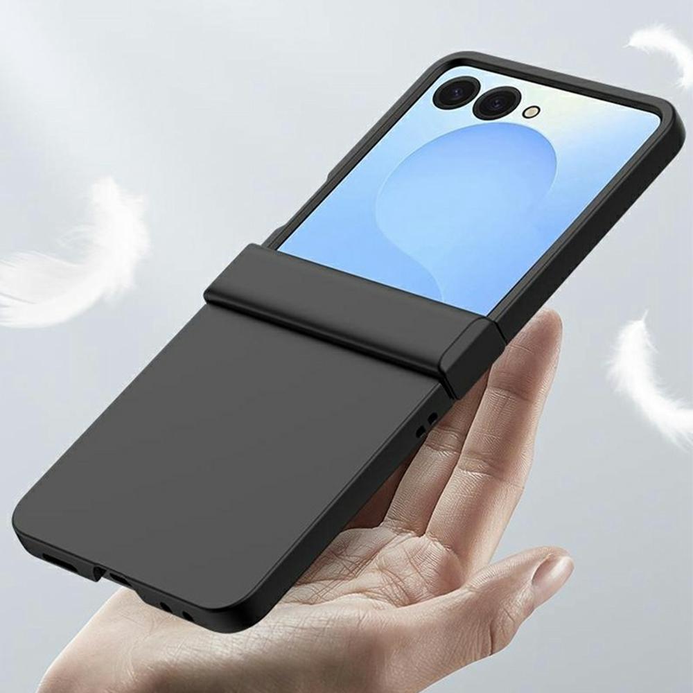 For Samsung Galaxy Z Flip7 5G Case Hinge Protection Skin-Touch PC Phone Cover - Black