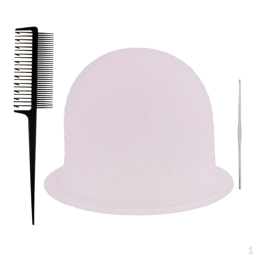 Highlight Hair Cap Salon Colouring Caps W/ Hooks & Weaving Comb Tool