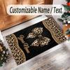 Leopard Theme Crystal Velvet Floor Rug Personalized Custom Name Text Warm Carpet Home Decoration