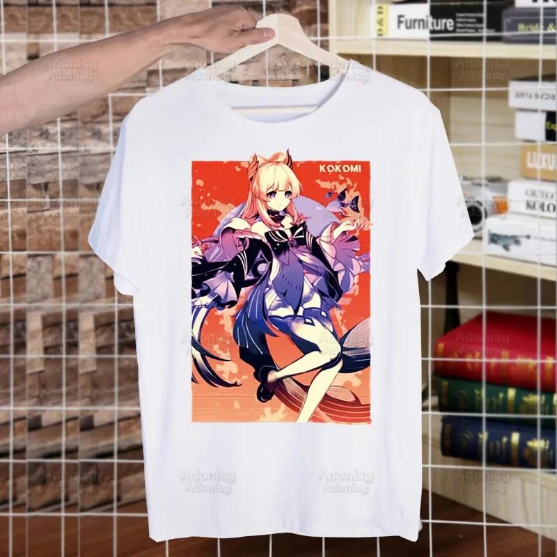 

Genshin Impact T Shirt Men Shirts Xiao Venti Hu Tao Tshirts Summer Short Sleeves Top Tees Zhong Li Raiden Shogun T-Shirt 2XL