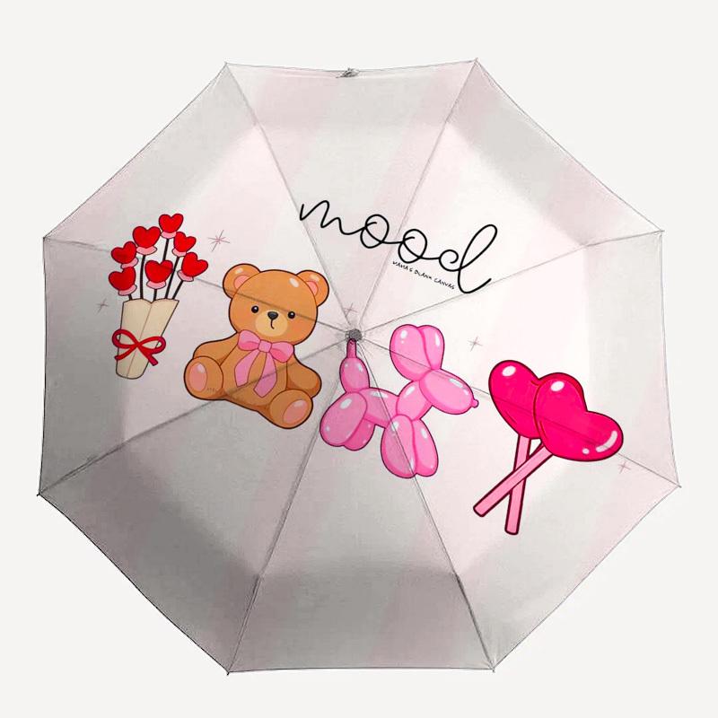 1pc Cute Valentine's Day Mood Umbrella with Plastic Handle,Suitable for All Seasons Home Travel Outdoor Umbrellaptys31071