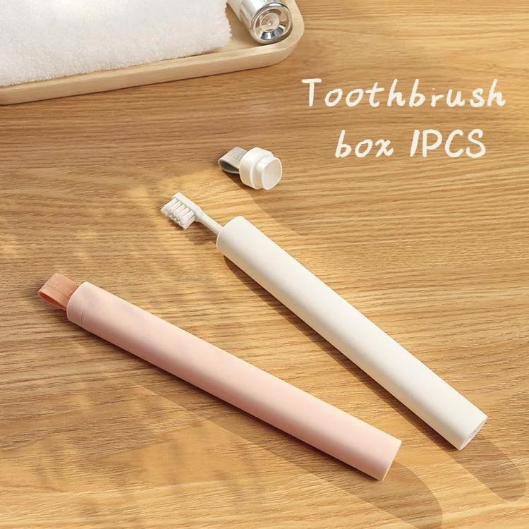 

1 шт. Портативный держатель для зубных щеток с крышкой, подходит для путешествий, кемпинга, ящик для хранения, подходит для ванных комнат и активного отдыха на открытом воздухе зелёный