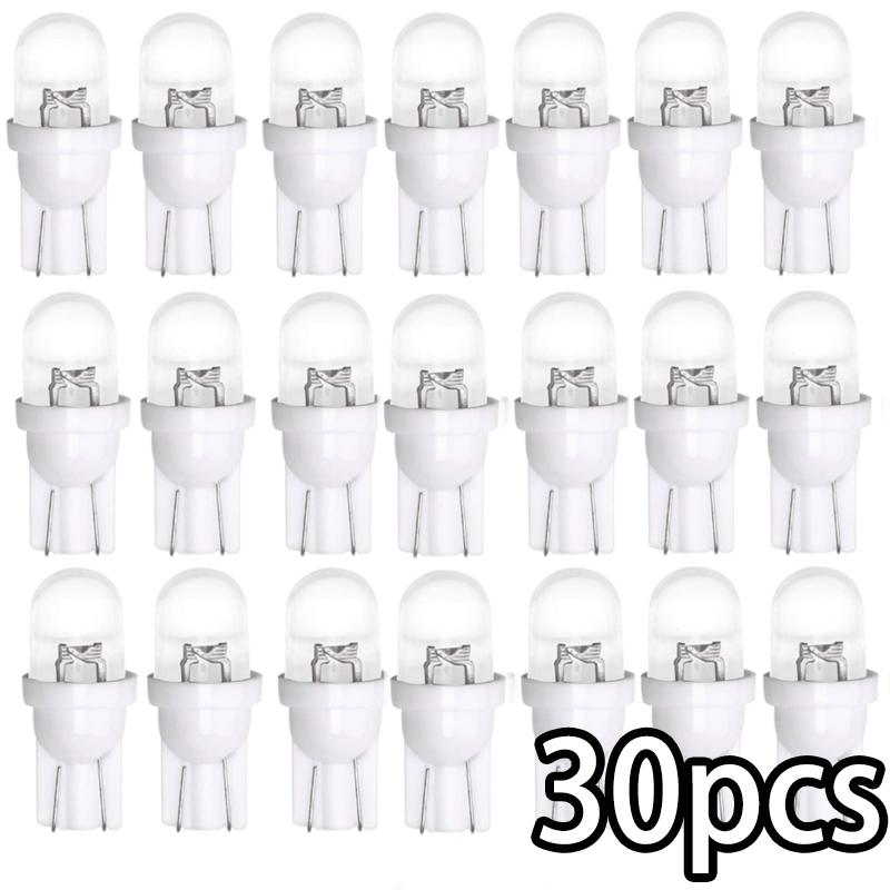 30pcs Car T10 Led Bulbs LED Light Cold White Silica Auto Interior Dome Reading Wedge Side Door Trunk Lamp License Plate Lamp 12V Bulbs 7