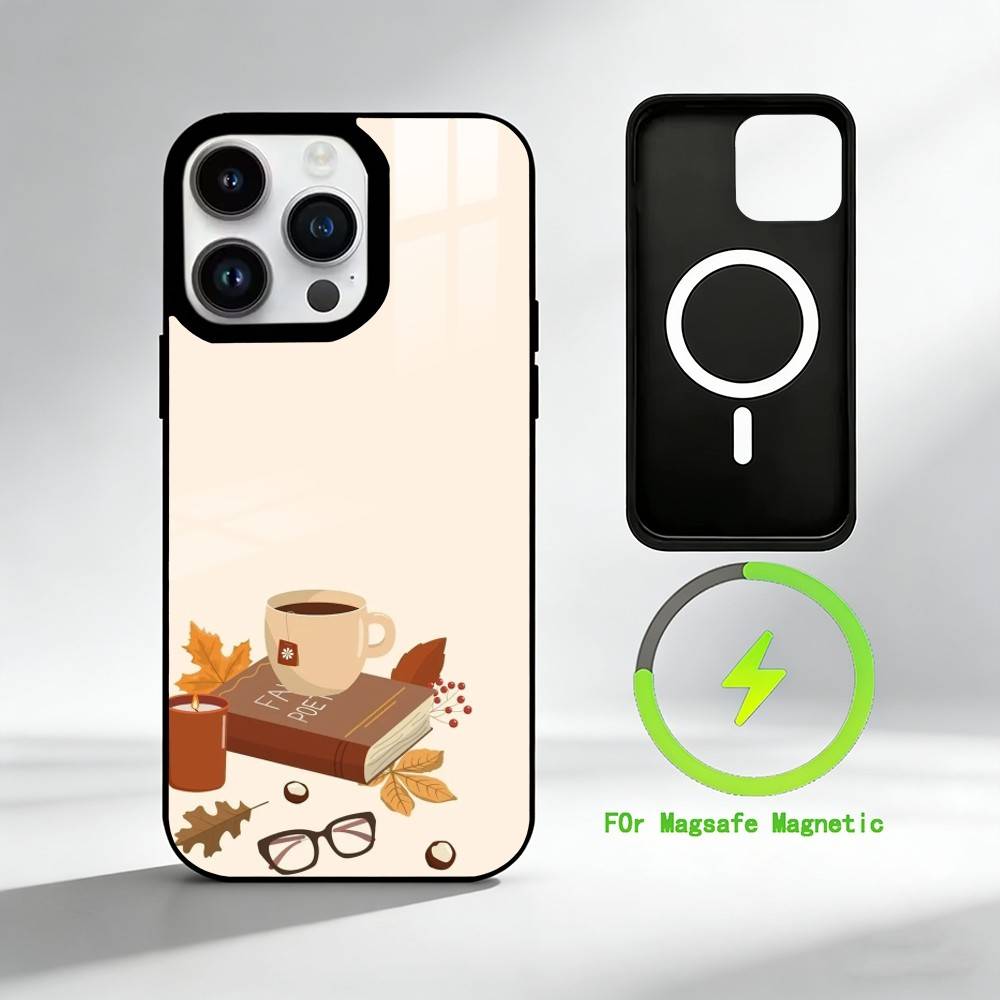 C-coffee Phone Case For iPhone 17 16 15 14 13 12 Pro Max Plus for Mirror Wireless Magnetic Cover