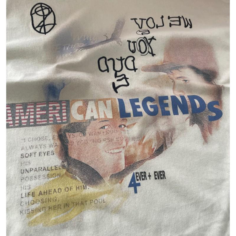 Mens Oversized Cotton Tee With Washed Distressed Letter Print High Street Style Casual T-Shirt