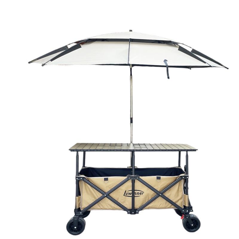 Foldable Liftable Large Table with Sunshade for RV, Camping, Fishing, Picnic, and Food Trucks