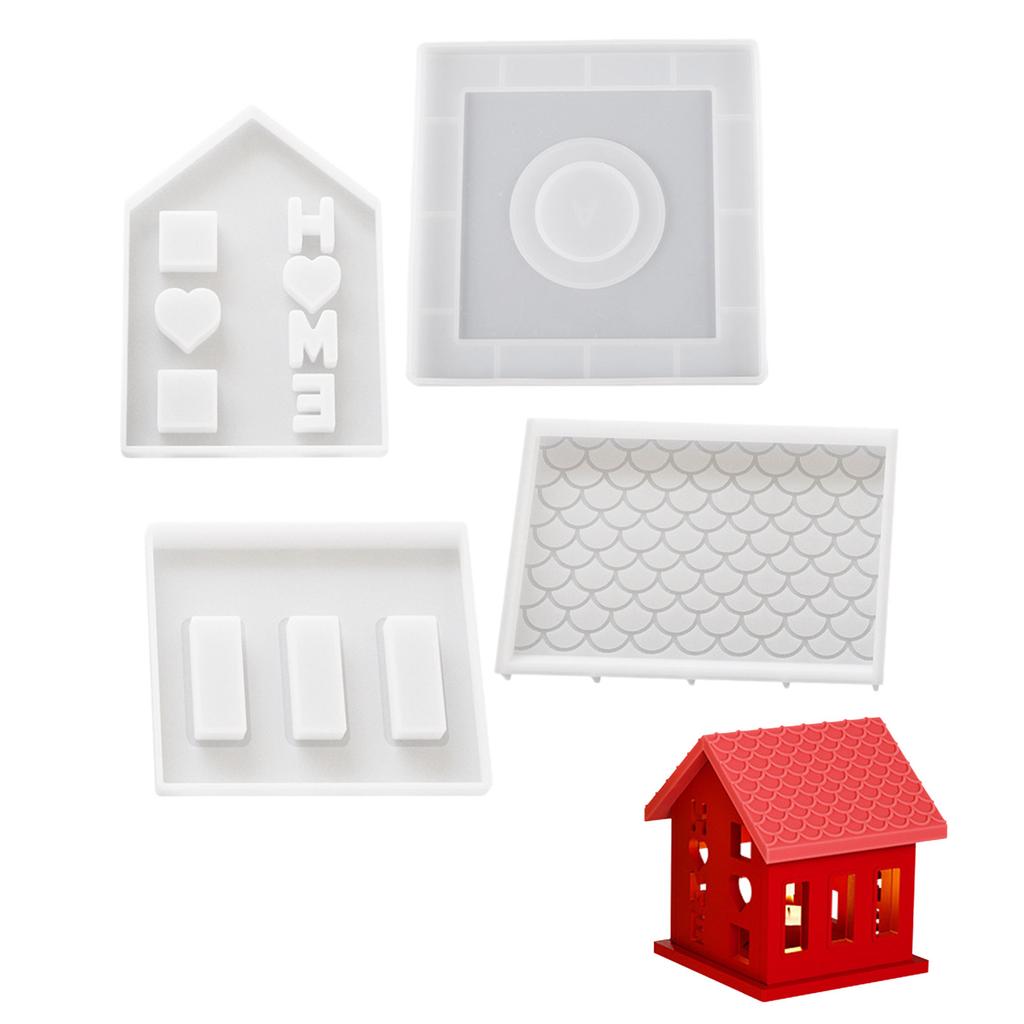 Home House Candle Holder Silicone Mold DIYs Cement Gypsum Clay Candlestick Resin Ornaments Molds Desk Decorations