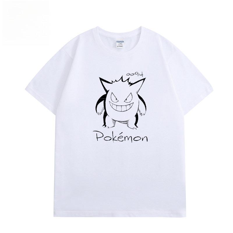 Pokémon Collaboration Tshirt  2026 Summer New Design  Sketch Style  Pikachu Gengar Mewtwo Eevee Short Sleeve Shirt Top