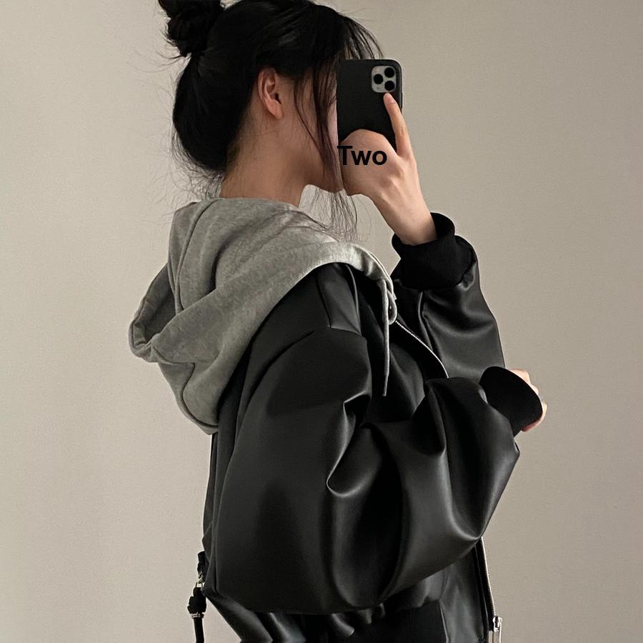 Spring New Color Block Vintage Zipper Pockets Loose Casual Overcoat Women's Jacket