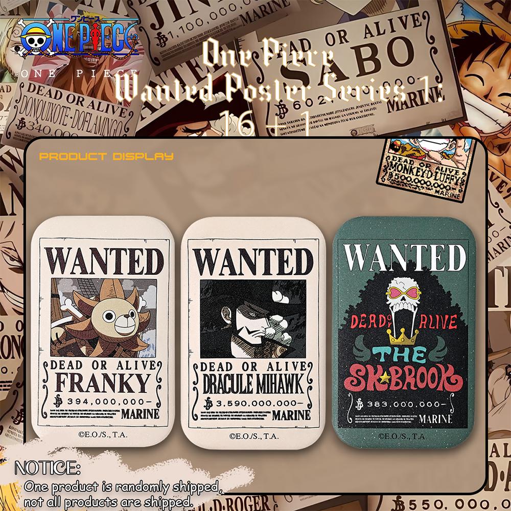 1pc Officially Licensed One Piece Wanted Poster Rectangular Badge Blind Box – Anime Collectible for Decoration and Gifting.