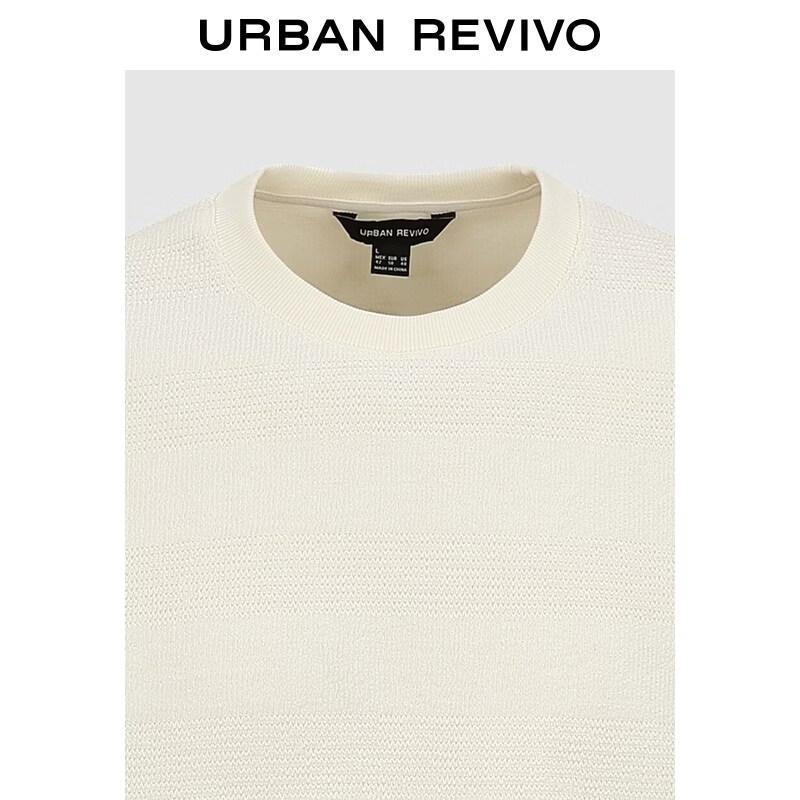 UR Men's Striped Textured Round Neck T-Shirt