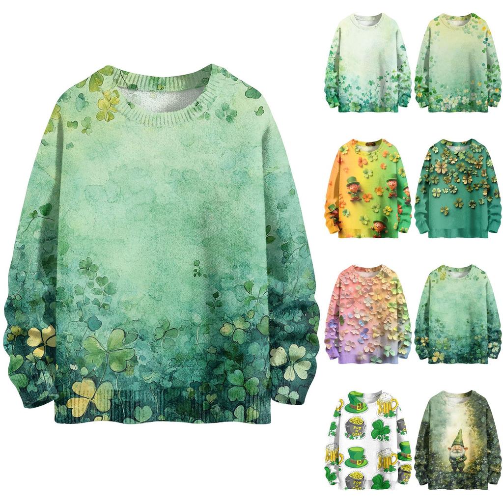 Happy  Sweatshirts For Women Knit Sweater Cute Shirt Fall Crewneck Pullover Tops