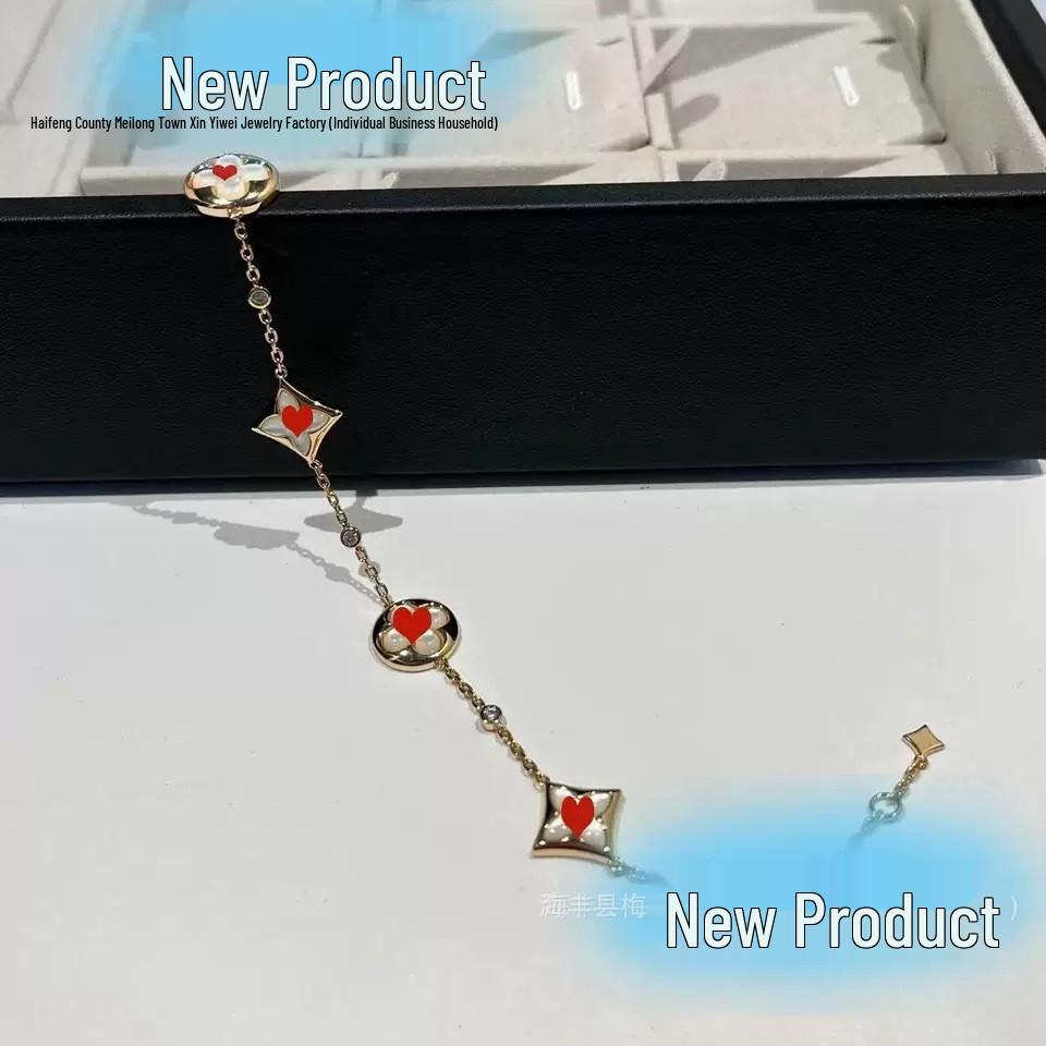 Európai és Amerikai Négylevelű Lóhere Gyémánt és Gyöngyház Karkötő