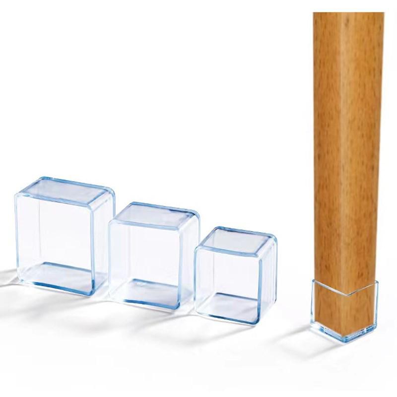 Square/Round Anti-Noise Chair Leg Cap Rubber Feet-Protector Pads Non-slip Transparent Table Feet Covers Furniture Leveling Feet