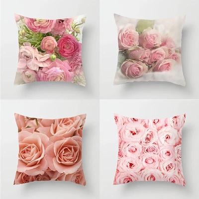 Pink Rose Sofa Pillowcase Cushion Cover Bed Home Living Room Car Office