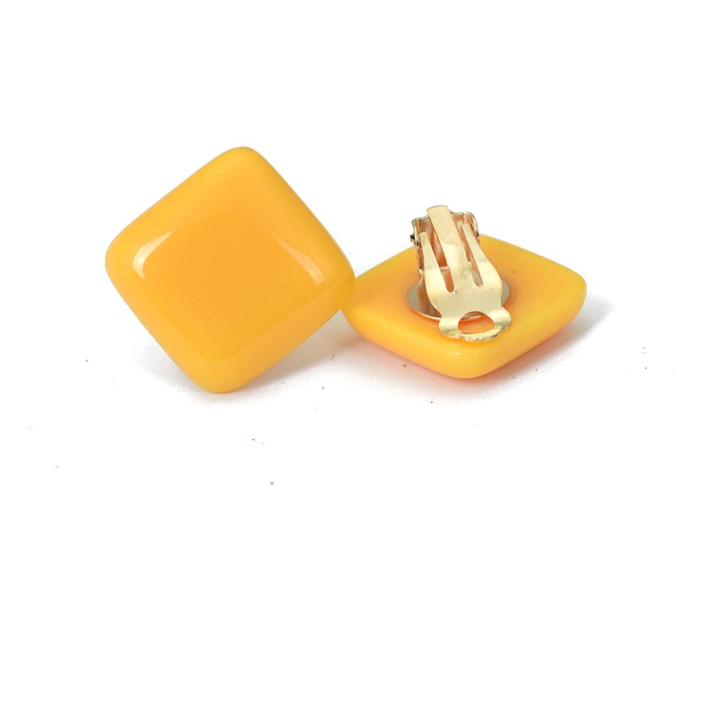Non Pierced Earcuffs For Women Yellow Red Square Resin Ear Clip On Earrings Geometric Jewelry Boucle Oreille Femme