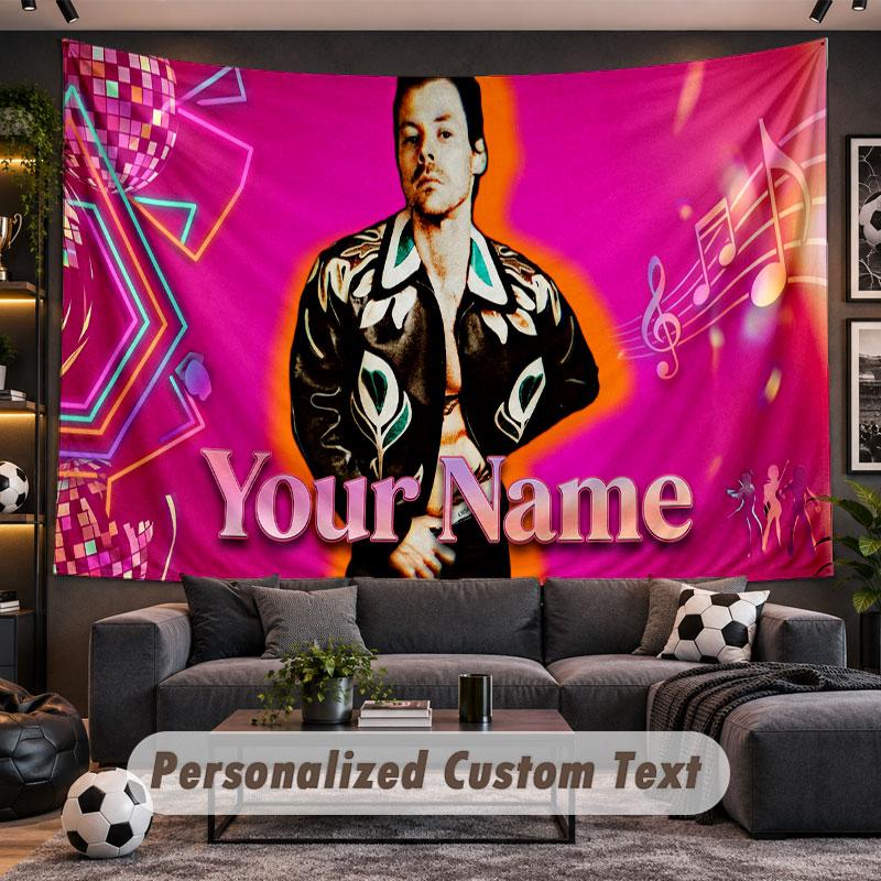 Wall Hanging Tapestry Custom NameHarry Styles Pattern Personalized Printed Fabric Wall Decor