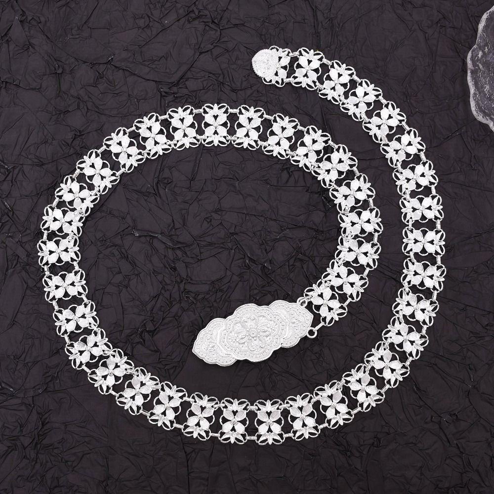 Silver Flower Metal Waist Chain Tassel Dance Dress Belt Chains Gold Belt  Festival Accessory
