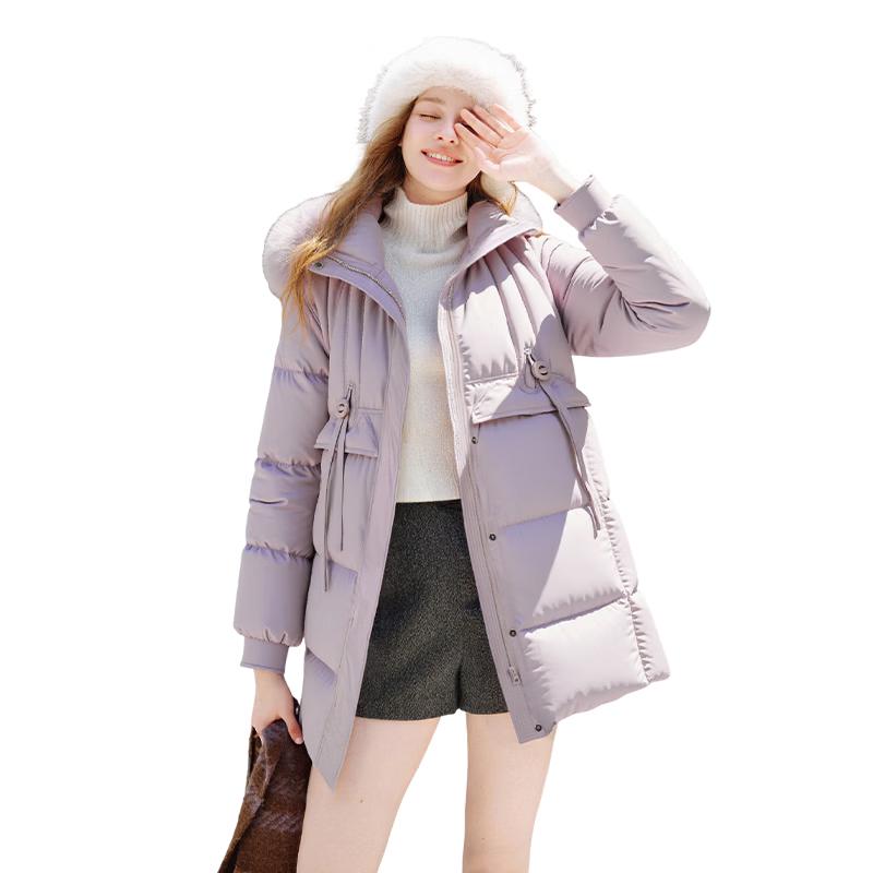Women s Xiangying 90% White Duck Down Puffer Coat with Faux Fur Hood XL