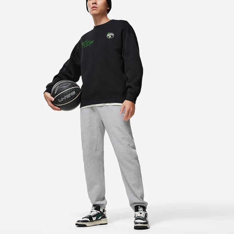 Li Ning Badfive Letter Pullover Sweatshirt Men Sweatshirts Black AWDT463-1