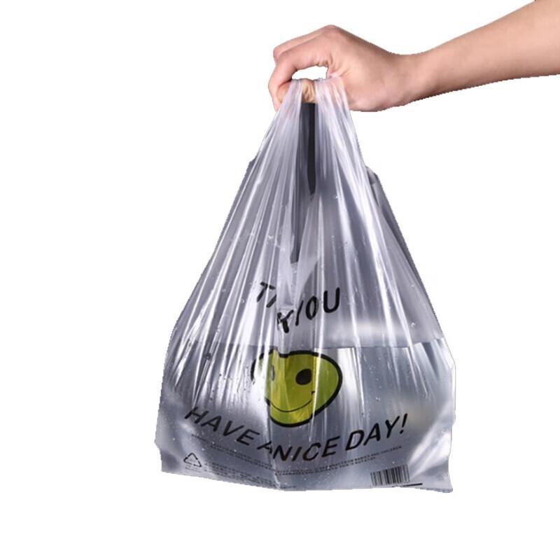 Homeglen Transparent Smiley Face Plastic Carry Bags