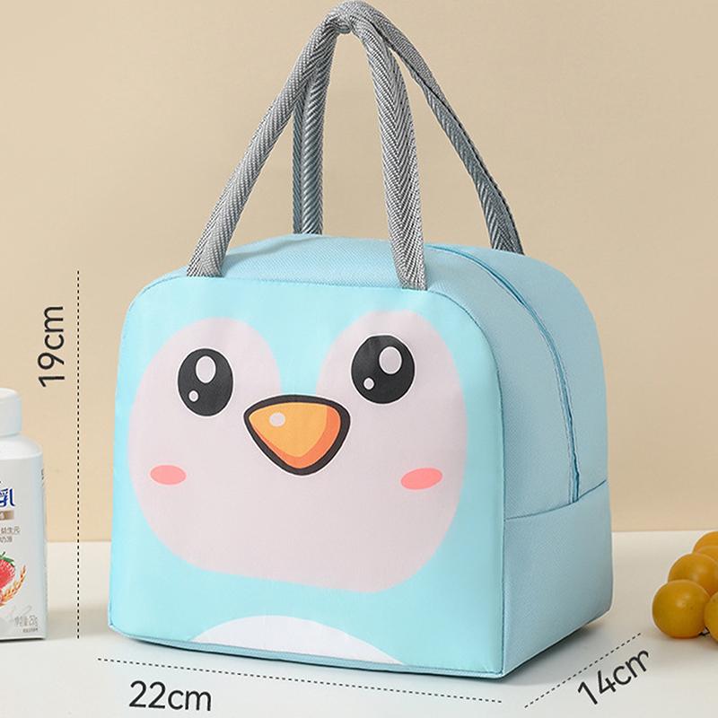 Cartoon Animals Printed Thermal Lunch Bags For Children Kids Storage Banto Lunchbox Food Bag Insulation Bags
