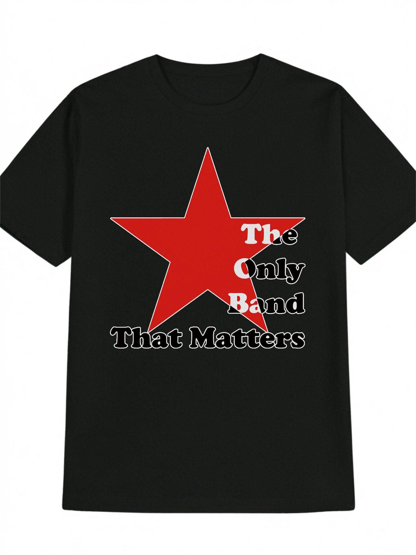 Casual Graphic T-shirt - The Only Band That Matters Red Star Print S