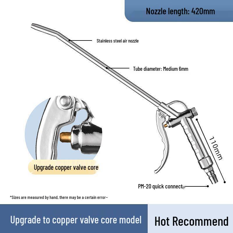 Stainless Steel Leak-Proof Dust Blowing Gun with Long Nozzle and Strong Blowing Force