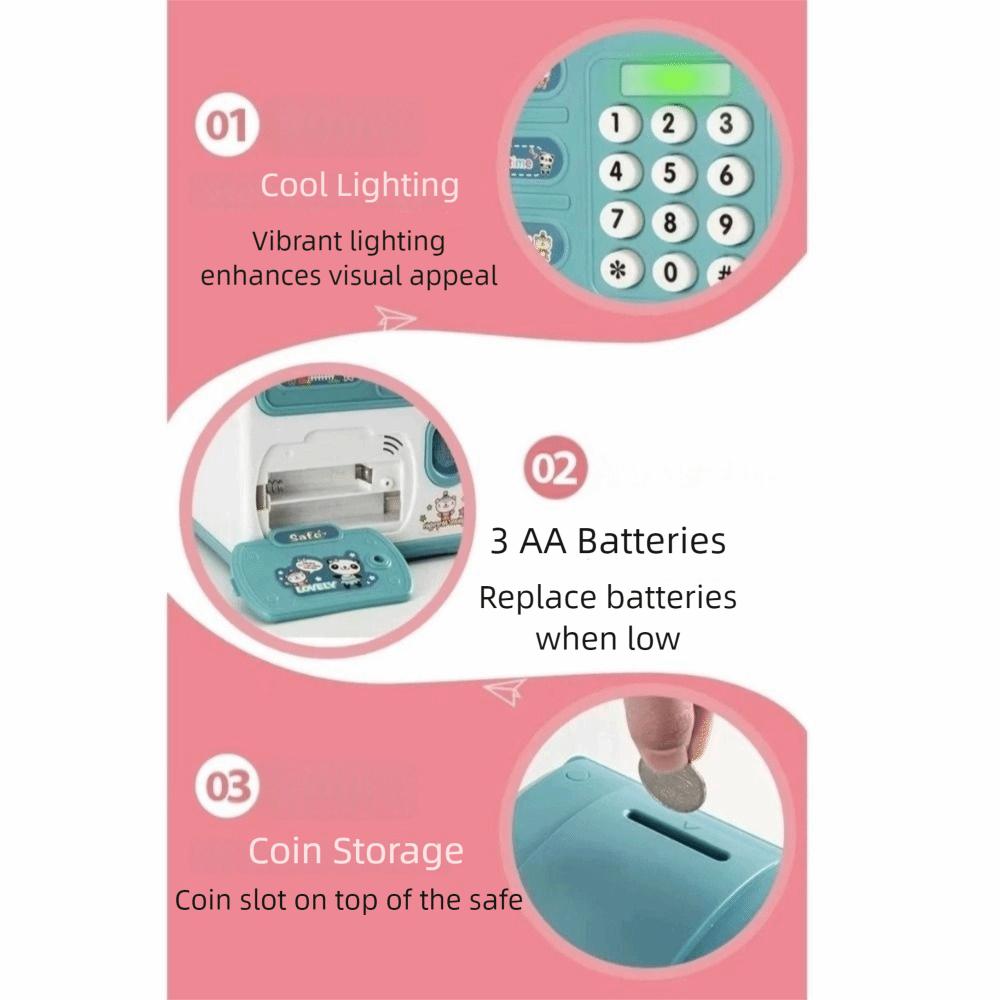 Cartoon Fingerprint Piggy Bank Password Lock Coin Deposit Box Mini ATM Machine Cash Safe  Student