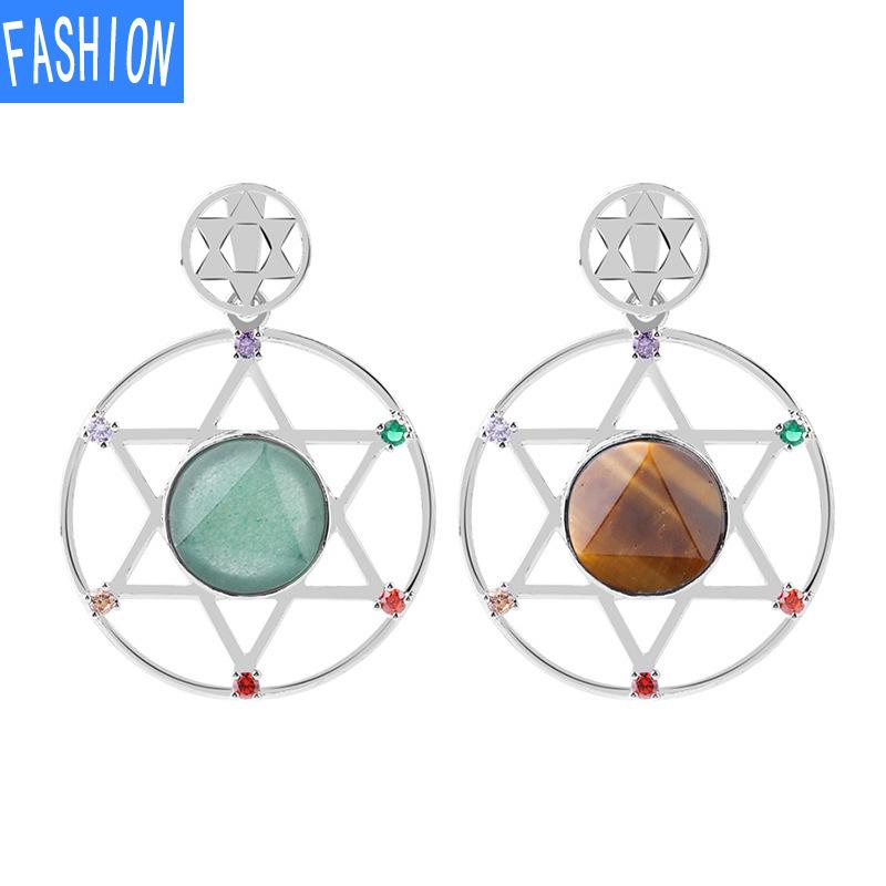 Yönlü Kristal Taş David'in Yıldızı David'in Kalkanı Altı Sivri Yıldız Çift Katmanlı Elmas Kolye Kolye Erkekler Ve Kadınlar Için