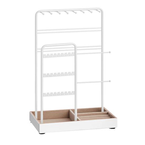 Multifunctional Jewelry Stand Metal Frame Jewelry Holder with Velvet Tray Jewelry Organizer