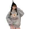 Padded Hooded Sweatshirt Women Autumn and Winter Loose Letter Printed Student Jacket Tops Fashion Retro Versatile Sweatshirt