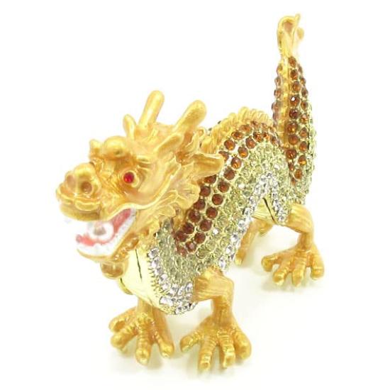 Dragon Figurine Feng Shui Yellow Dragon Good Luck Golden Dragon Rhinestone Dragon Figurine Five Claw Dragon Yellow Gold Wish Dragon Dragon Dragon Feng