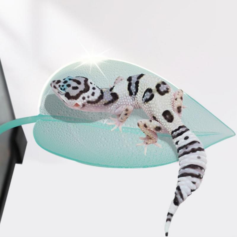 3 Stück Reptilien-Habitat-Blatt mit Saugnapf Frosch Geckos Sonnenplatz Ruheterrasse Simulierte Blätter Terrarium Dekor Zubehör