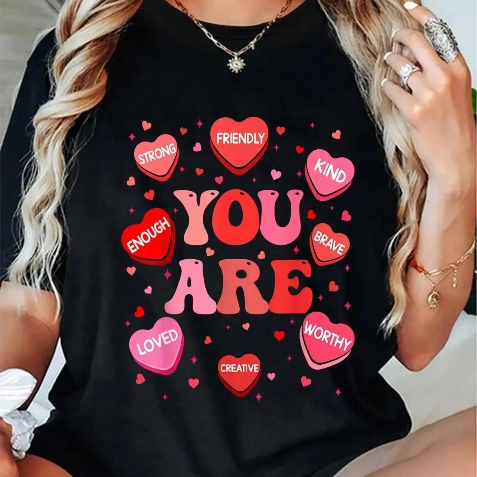 

100% Cotton Groovy Heart You Are Valentines Day Heart Womens Mens Kids T-Shirt Tee For Adult, Men, Women, Teen, Teenager, Adoles XXXXXL чорний