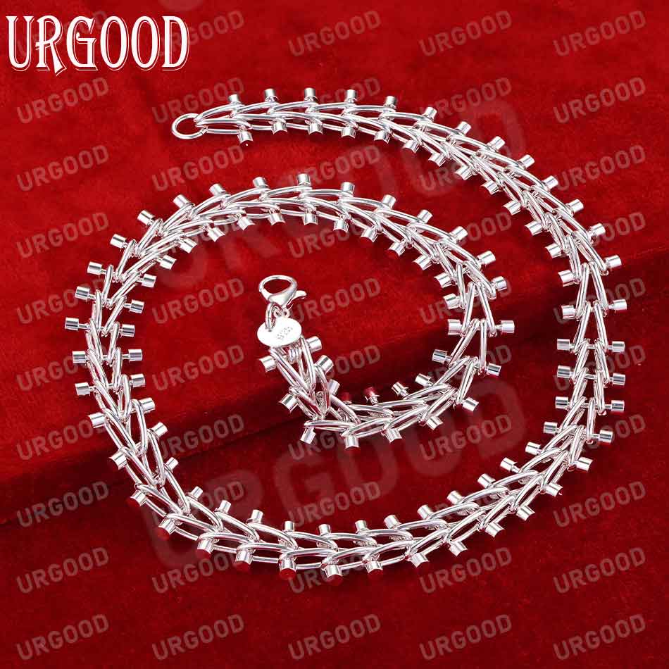 925 Sterling Silver Double Row Bead Necklace Fashion Charm Wedding Jewelry