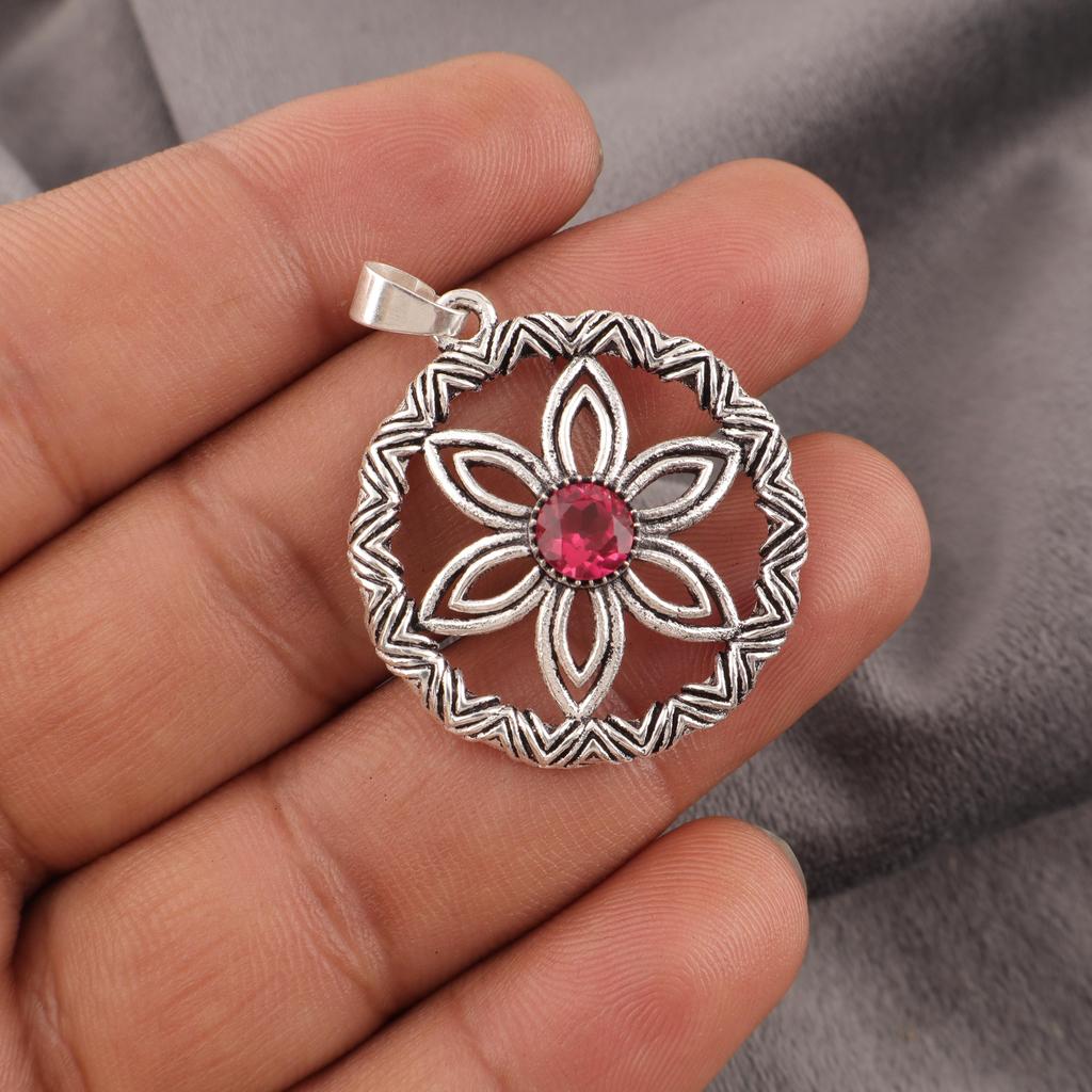 Pink Rubellite Gemstone Jewelry, 925 Solid Sterling Silver Pendant, Beautiful Silver Pendant, Handmade Healing Pendant For Women