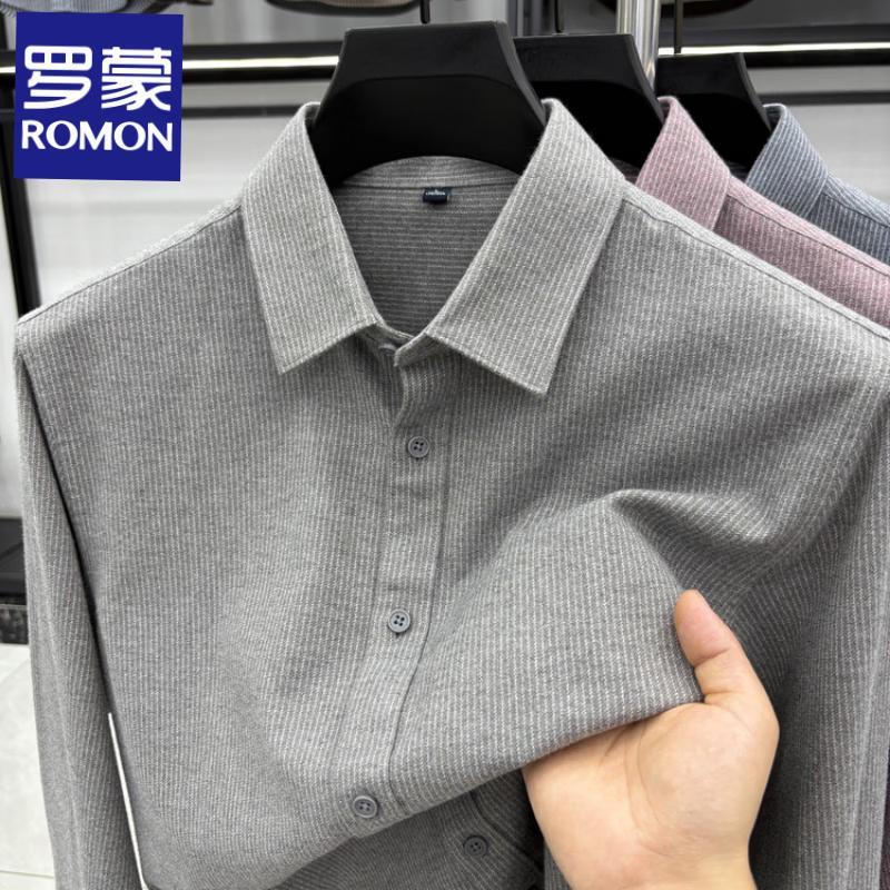 Romon Men's Modal Wool Blend Long Sleeve Business Casual Shirt