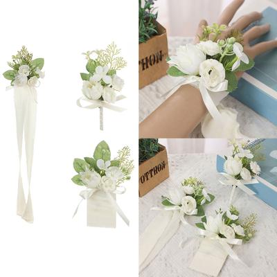 Einzigartiges Handgelenk-Corsage für Hochzeiten, Männer im Knopfloch, Mädchen-Armband, Bräutigam-Anstecker, Brautjungfern-Blumen, elegantes Knopfloch für Hochzeiten