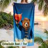 Paddington Beach Towel, Personalized Custom Text, Quick Dry Soft Large Towel For Swimming Pool Travel