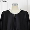 Oversized Women 3/4 Sleeve Glitter Sequin Patchwork Casual Baggy Maxi Kaftan Dress