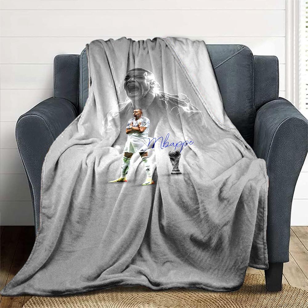Star Player Kylian Mbappé Blanket Soft & Cozy Perfect for Chair Livingroom Office Four Seasons Universal Playful Design