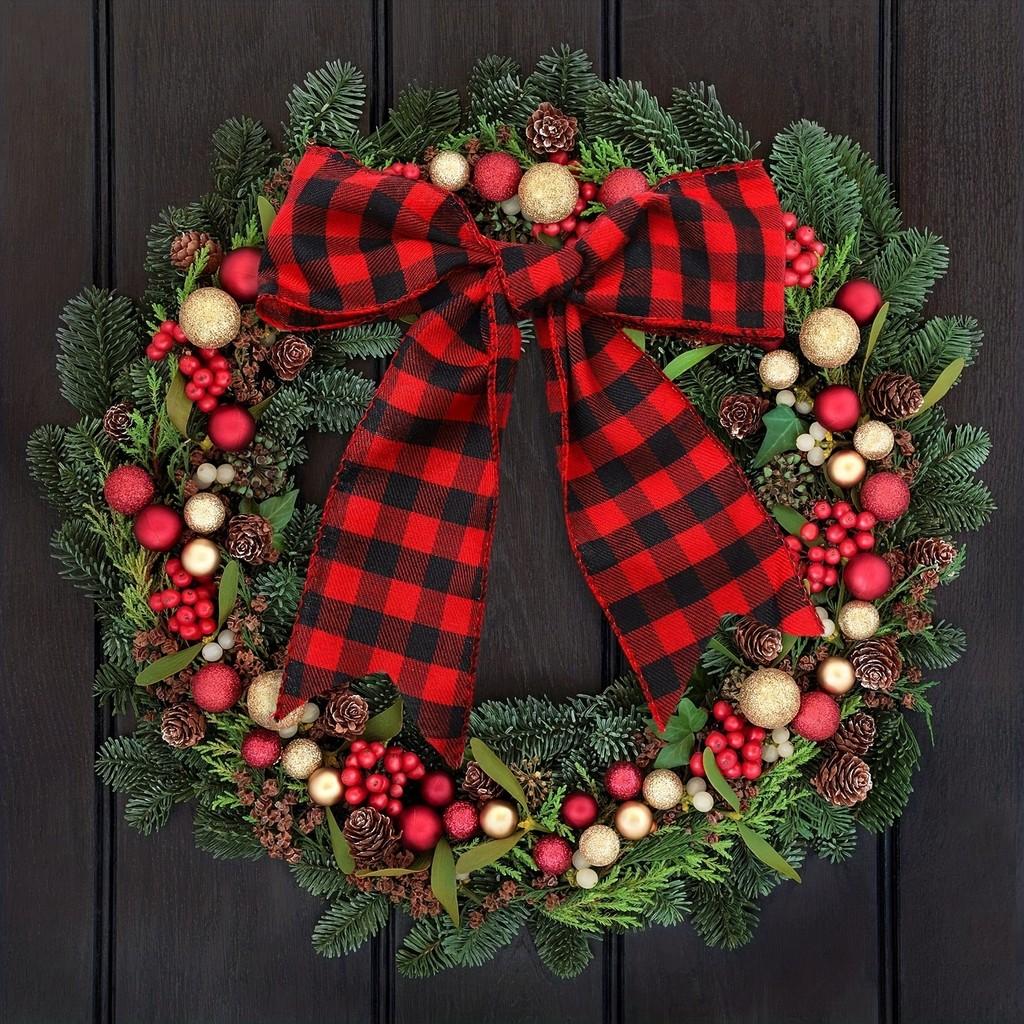 Versatile Christmas Red And Black Check Ribbon 5 Yards For Diy Holiday Decor