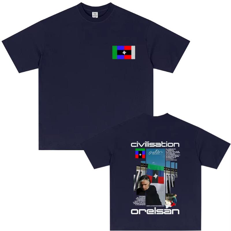 Rapper Orelsan Civilisation Album Graphic T Shirts Unisex Casual Soft Cotton Tshirt Unisex Women Hip Hop Fashion Pop Music Tshirt