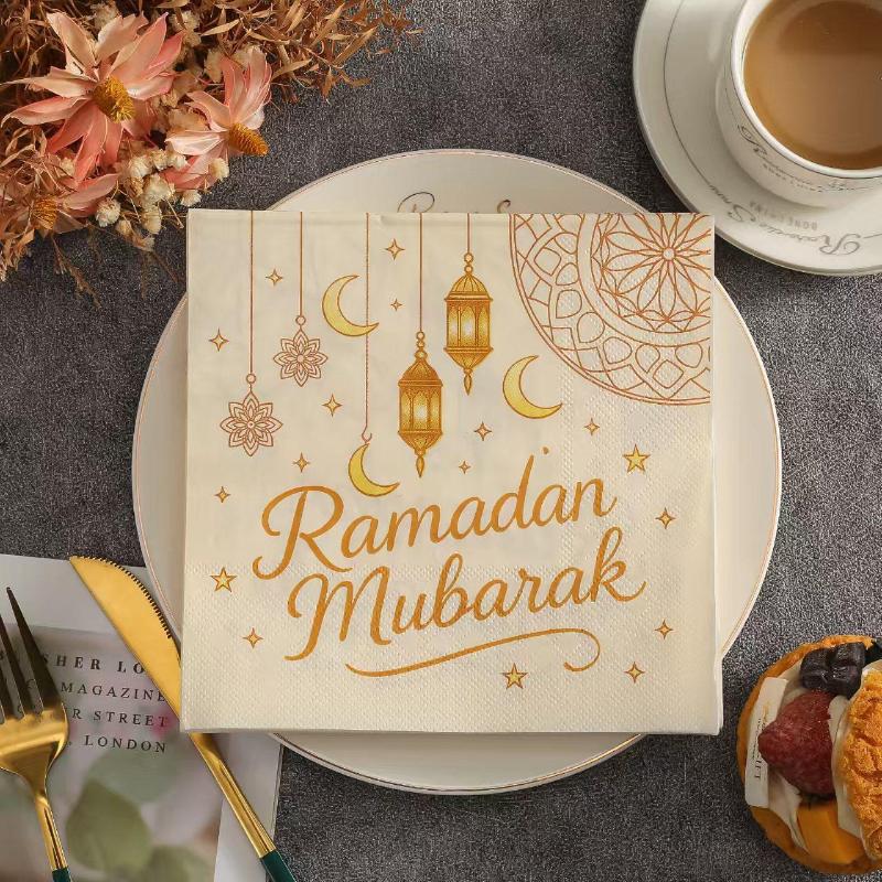 20PCS Colorful Moon-Patterned Napkins Perfect For Restaurants Kitchens Weddings Birthdays Ramadan Gatherings Lively Tableware+